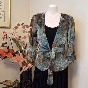 NWOT Multi Color Printed ¾ Sleeve Blouse Well Tailored Quality Summer Top